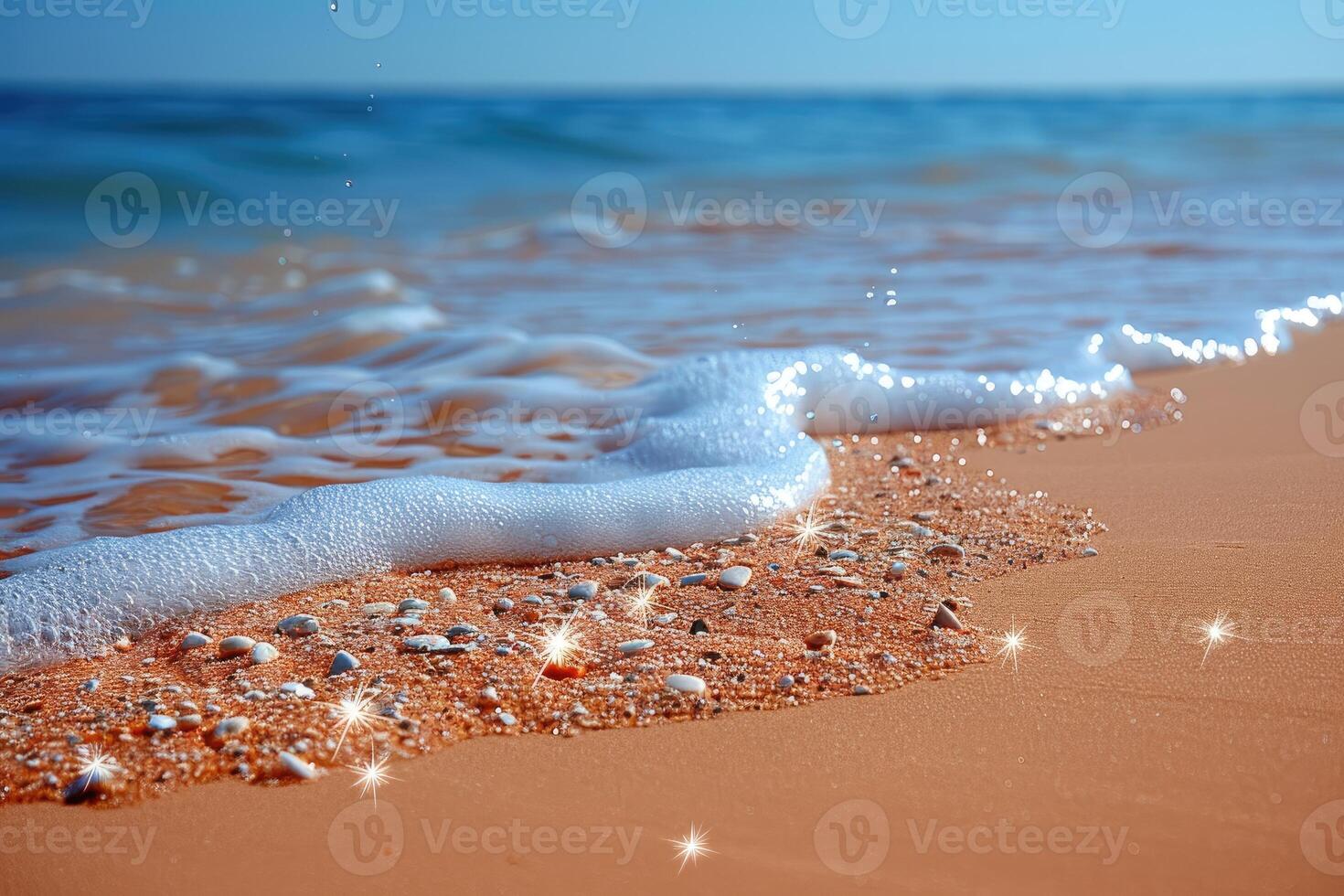 AI generated beach sand with ocean landscape professional photography photo