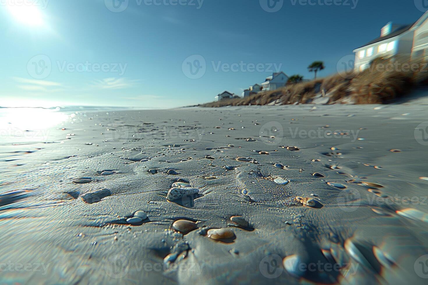 AI generated beach sand with ocean landscape professional photography photo