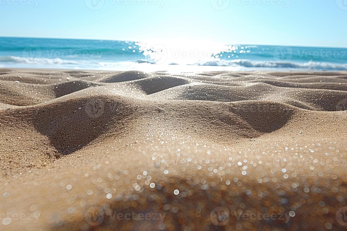 AI generated beach sand with ocean landscape professional photography photo