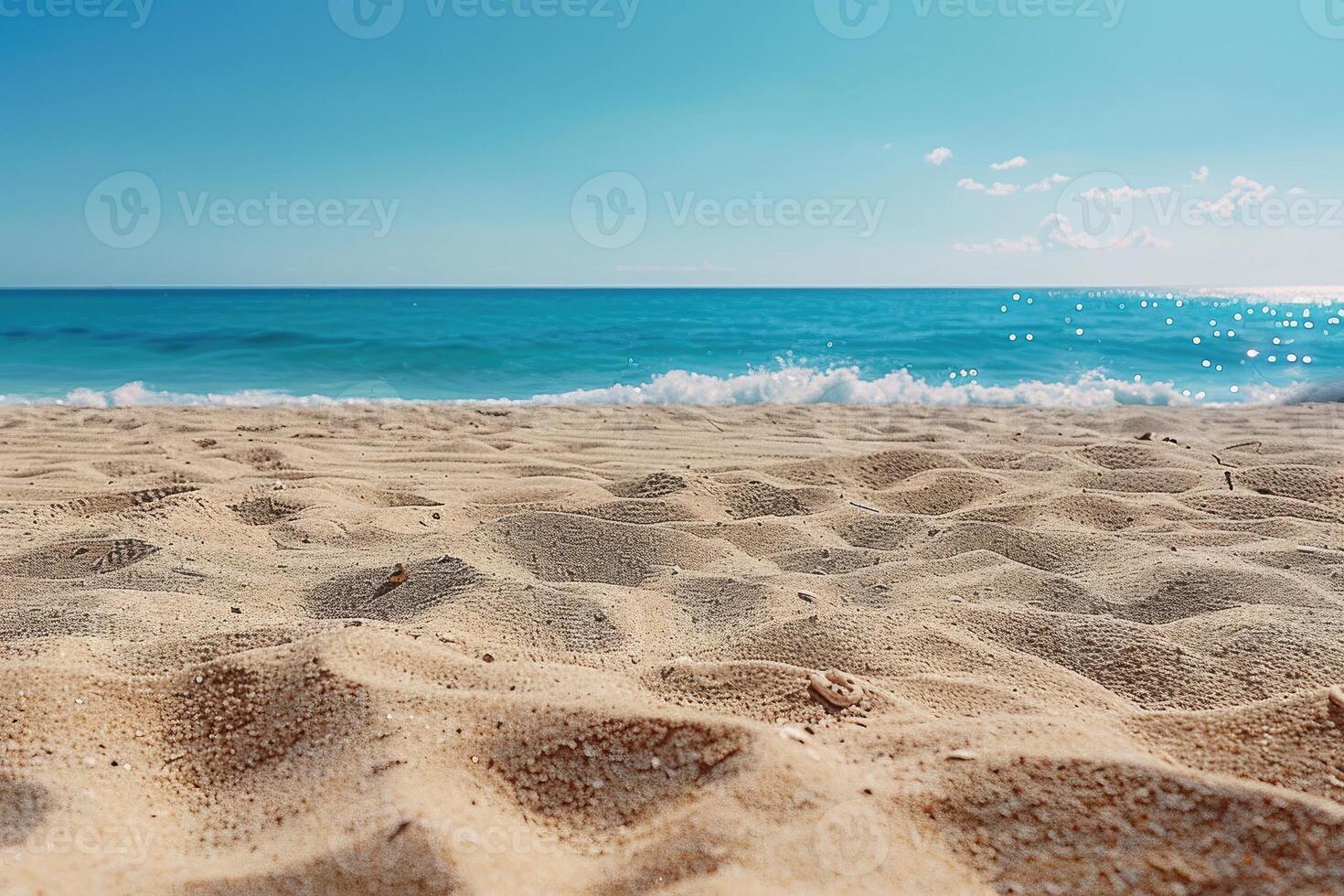 AI generated beach sand with ocean landscape professional photography photo