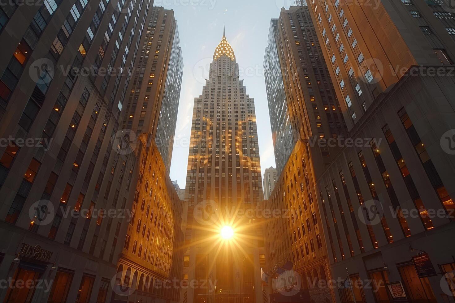 AI generated Low angle view of tall buildings professional photography photo