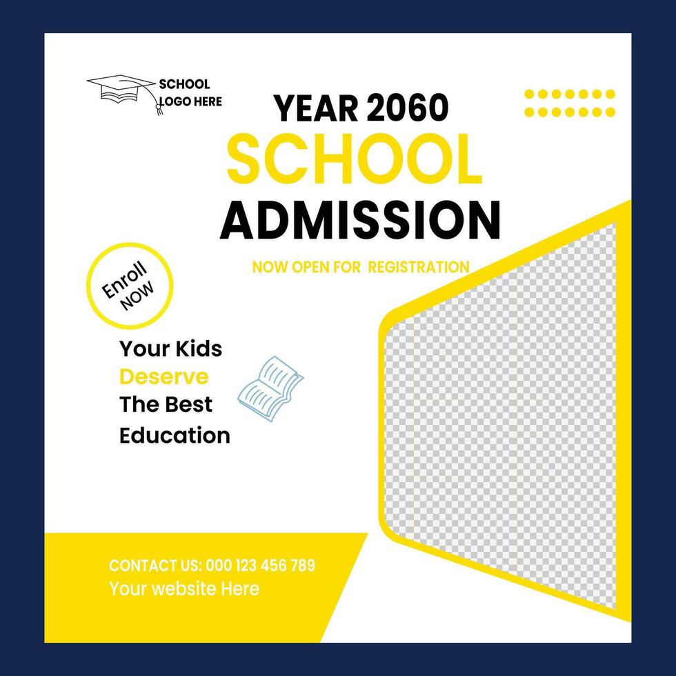 School admission social media  post vector