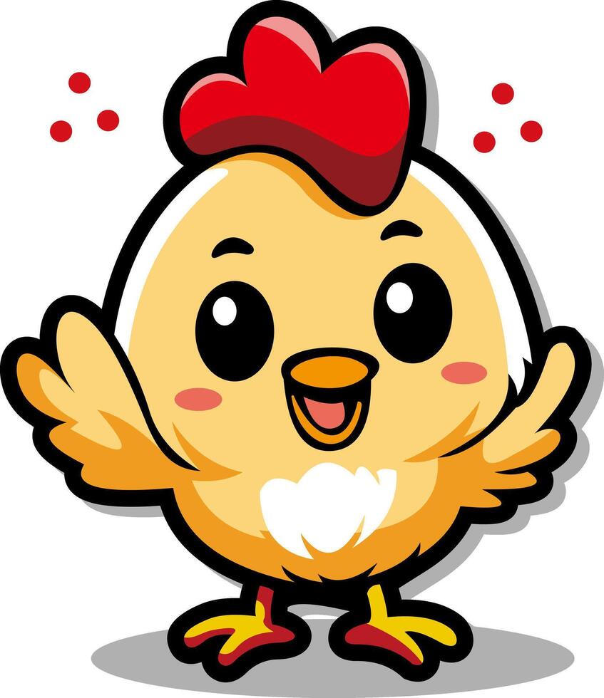Ilustración de vector de personaje de dibujos animados de pollo lindo