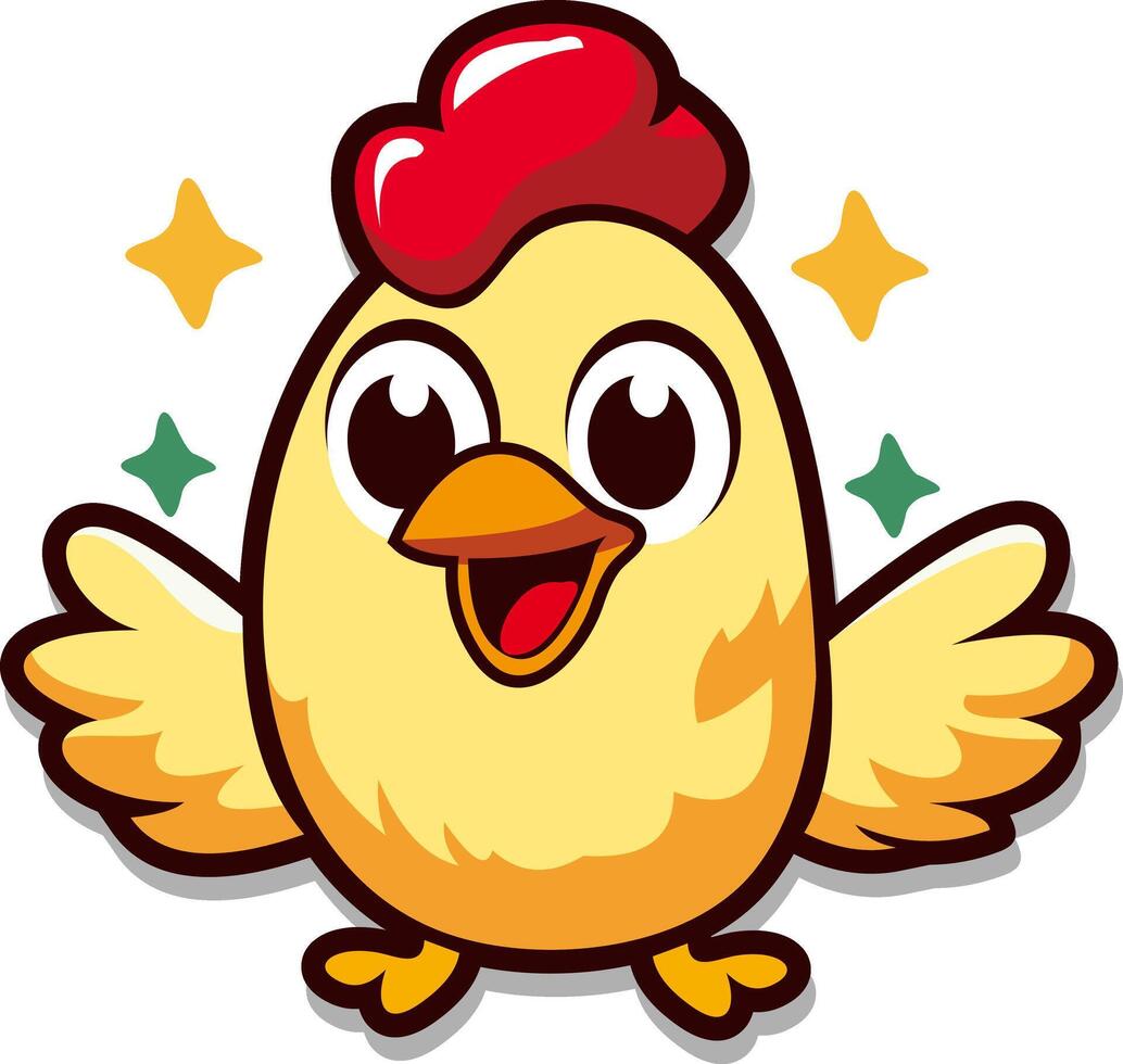 Ilustración de vector de personaje de dibujos animados de pollo lindo