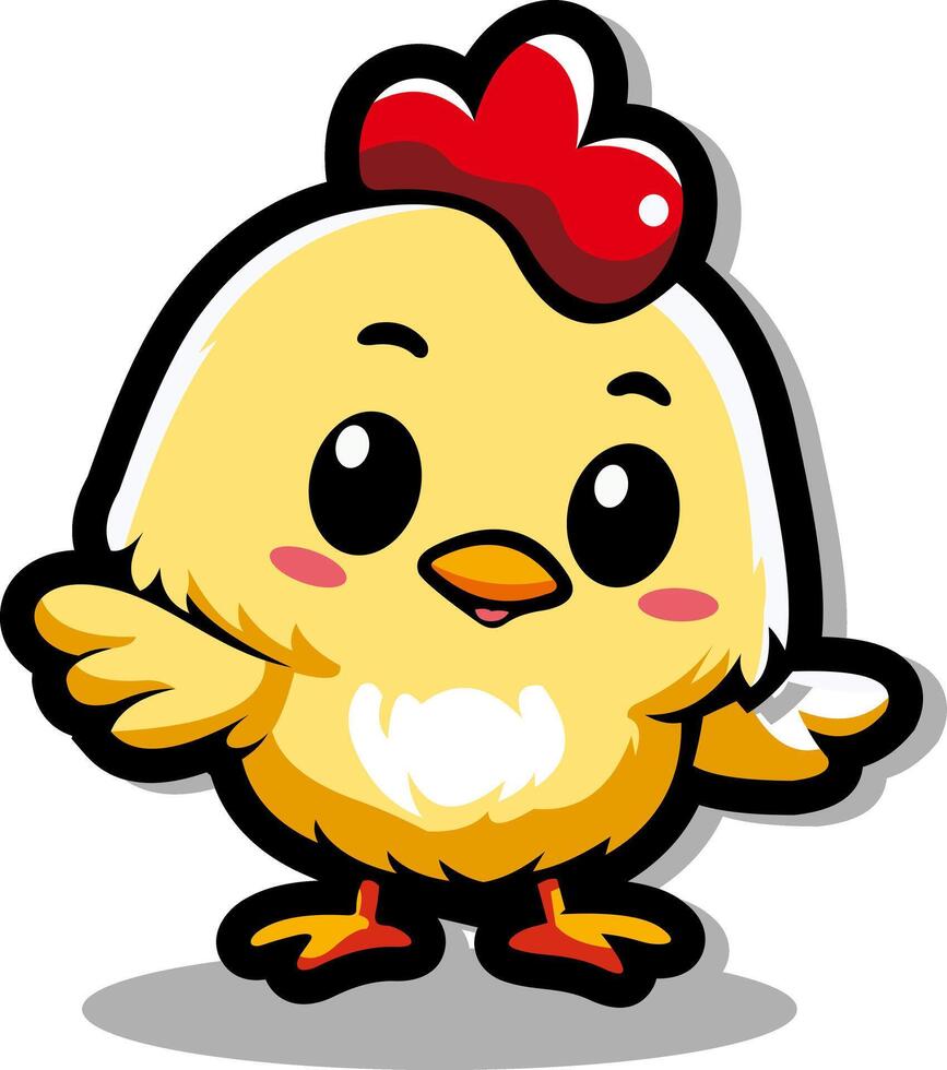 Ilustración de vector de personaje de dibujos animados de pollo lindo