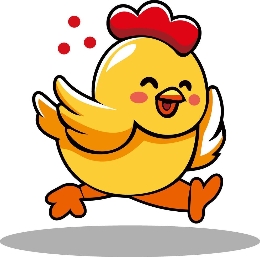 Ilustración de vector de personaje de dibujos animados de pollo lindo