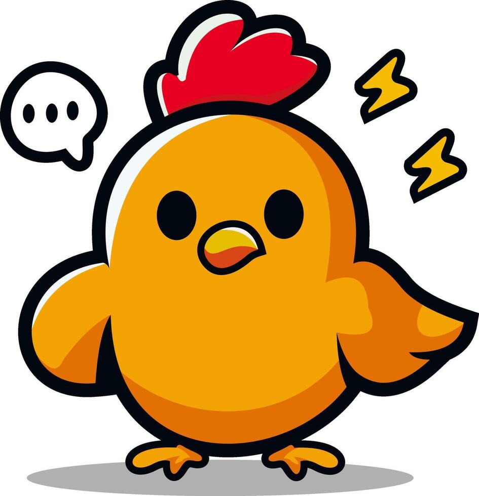 Ilustración de vector de personaje de dibujos animados de pollo lindo