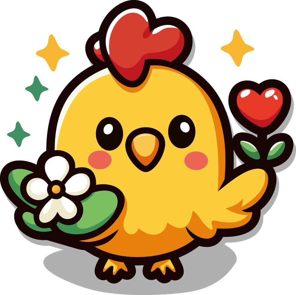 Cute chicken cartoon character vector illustration