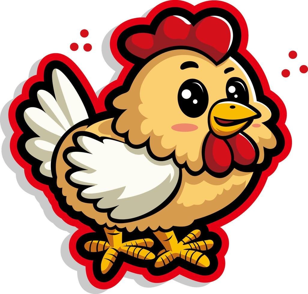 Ilustración de vector de personaje de dibujos animados de pollo lindo