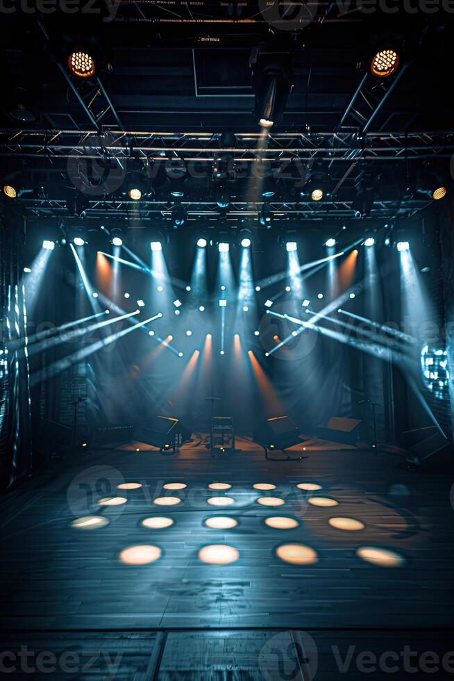 AI generated Scenery of a stage with lights in the background photo