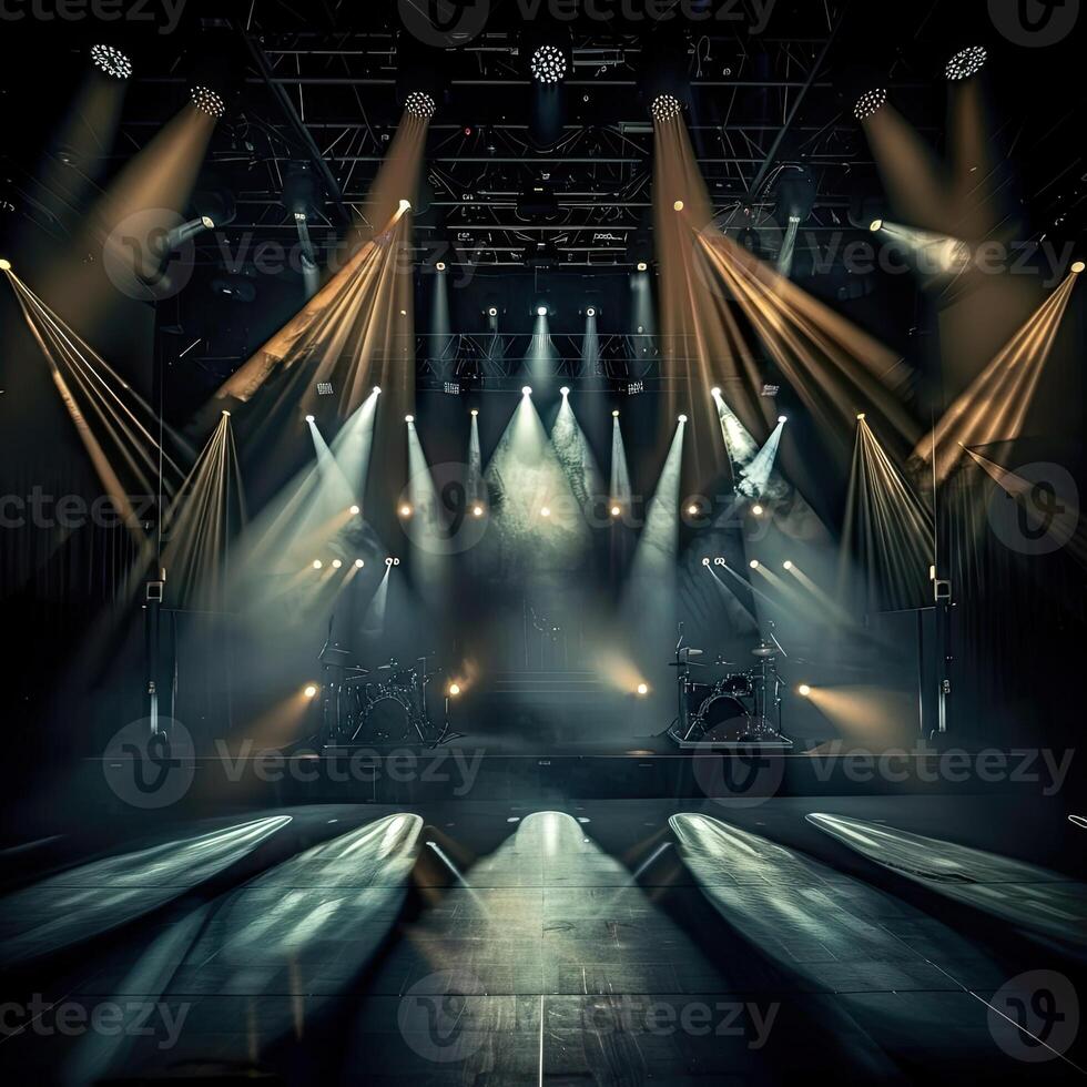 AI generated Scenery of a stage with lights in the background photo