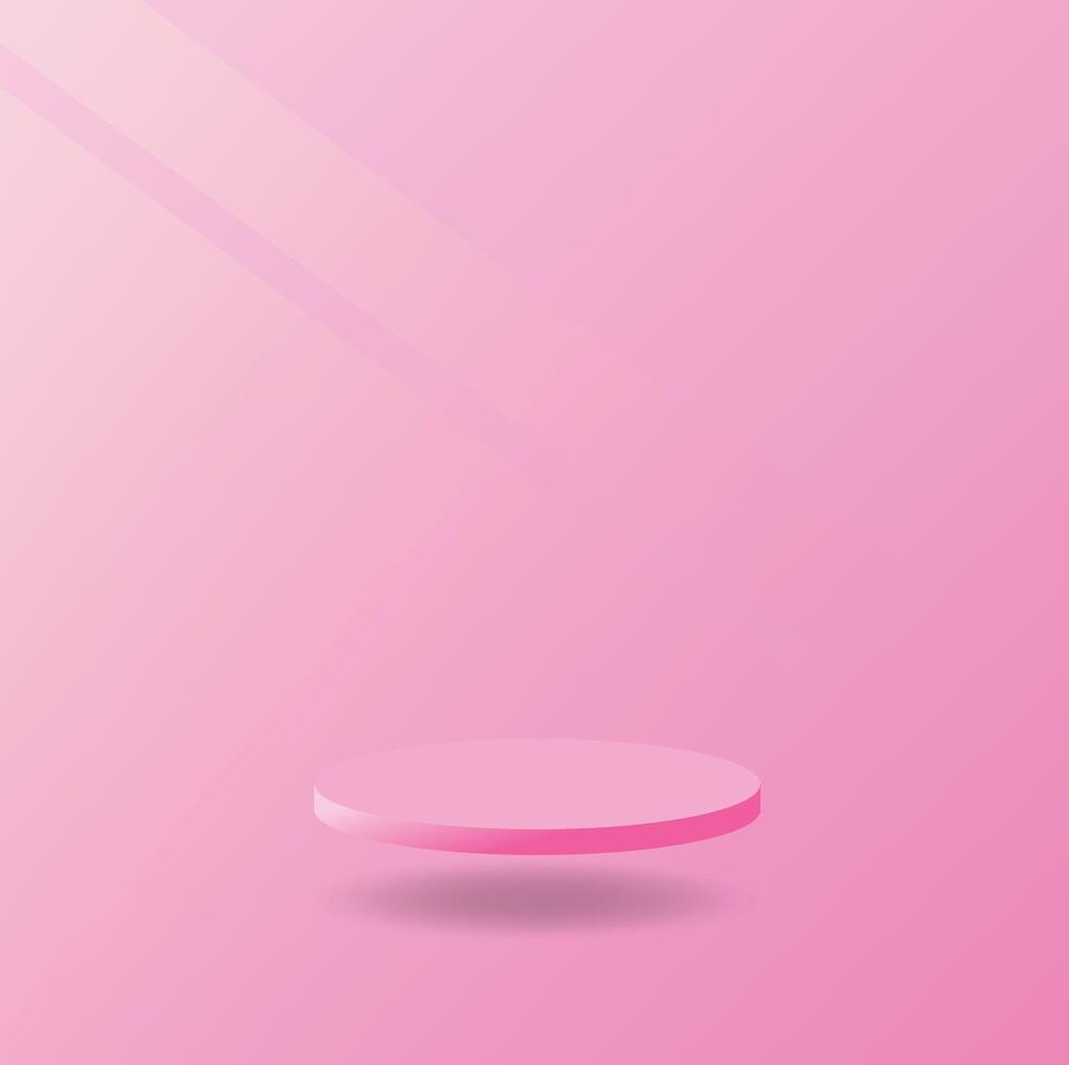 Set of realistic 3d pink podium floating in abstract room with sphere ball flying. Vector geometric forms. Minimal scene for mockup products stage for showcase, Promotion display.