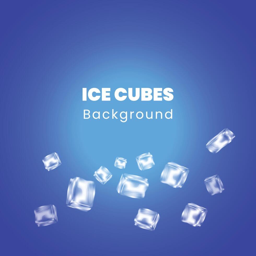 realista hielo cubitos fondo, cristal hielo bloques marco, aislado frontera de azul transparente congelado agua cubitos. 3d vector vaso o glacial sólido piezas para bebida anuncio con limpiar cuadrado bloques