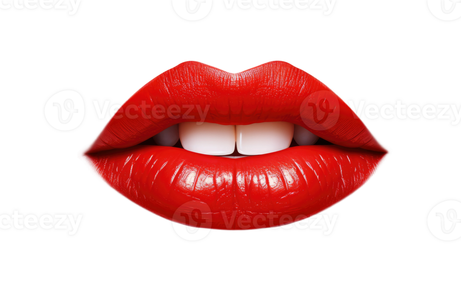 AI generated Full Red Lips on Transparent background png