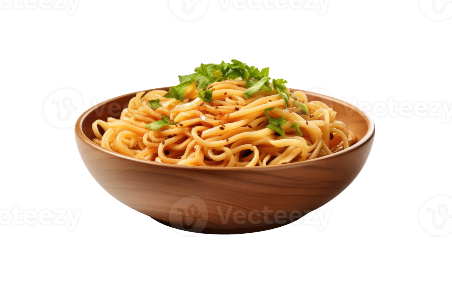 AI generated Delectable Bowl of Noodles from Above on Transparent background png