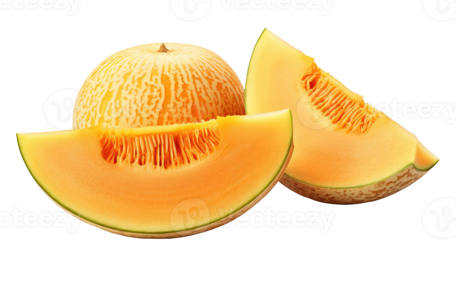 ai generado rebanadas de Fresco Cantalupo melón en transparente antecedentes png