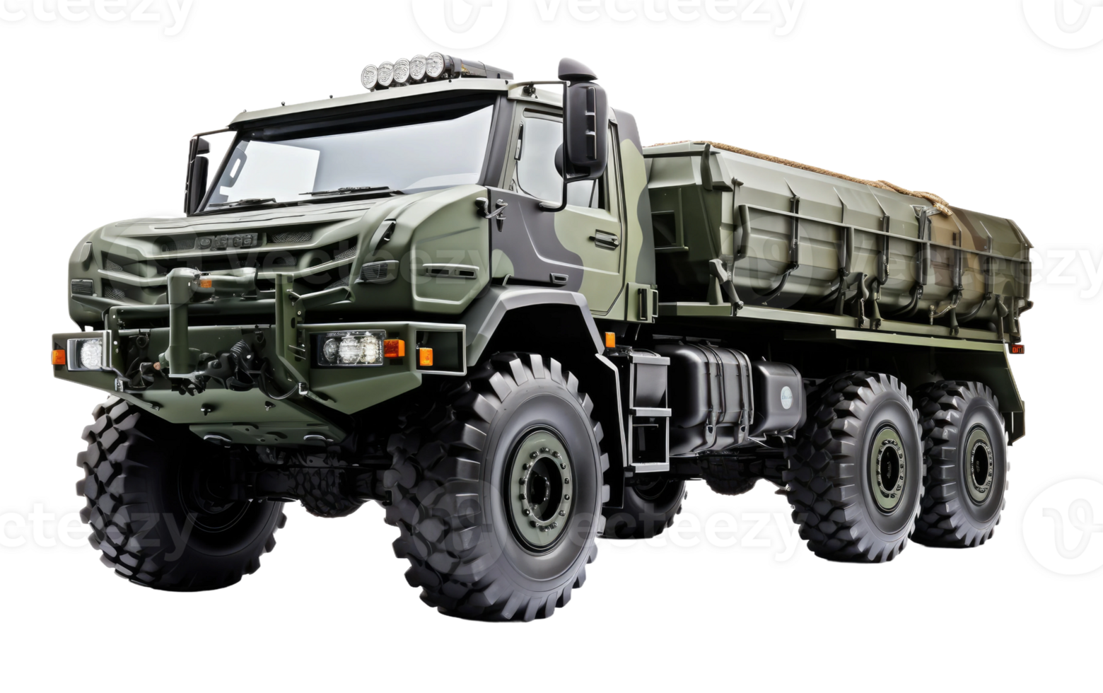 AI generated Powerful Military Truck Image in High Resolution on Transparent background png