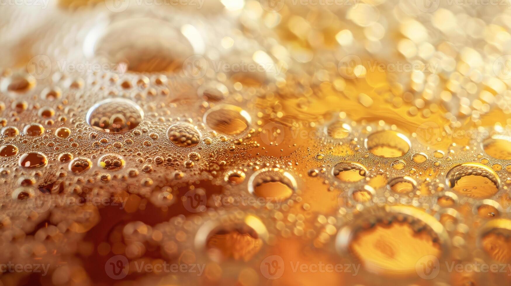 AI generated Ultra close up view of beer texture with foam photo