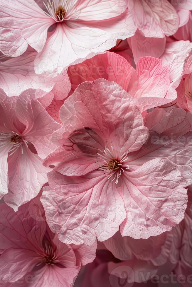 AI generated Pink flowers in delicate paper cutouts photo