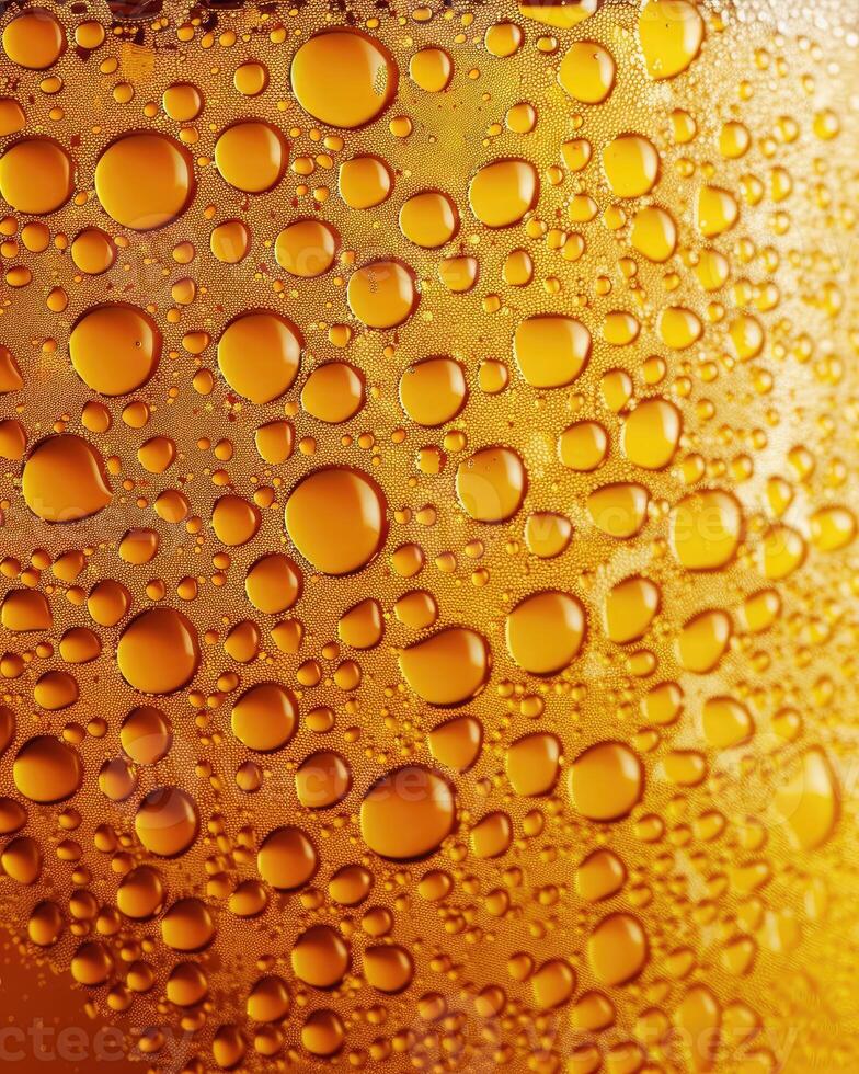 AI generated Ultra close up view of beer texture with foam photo