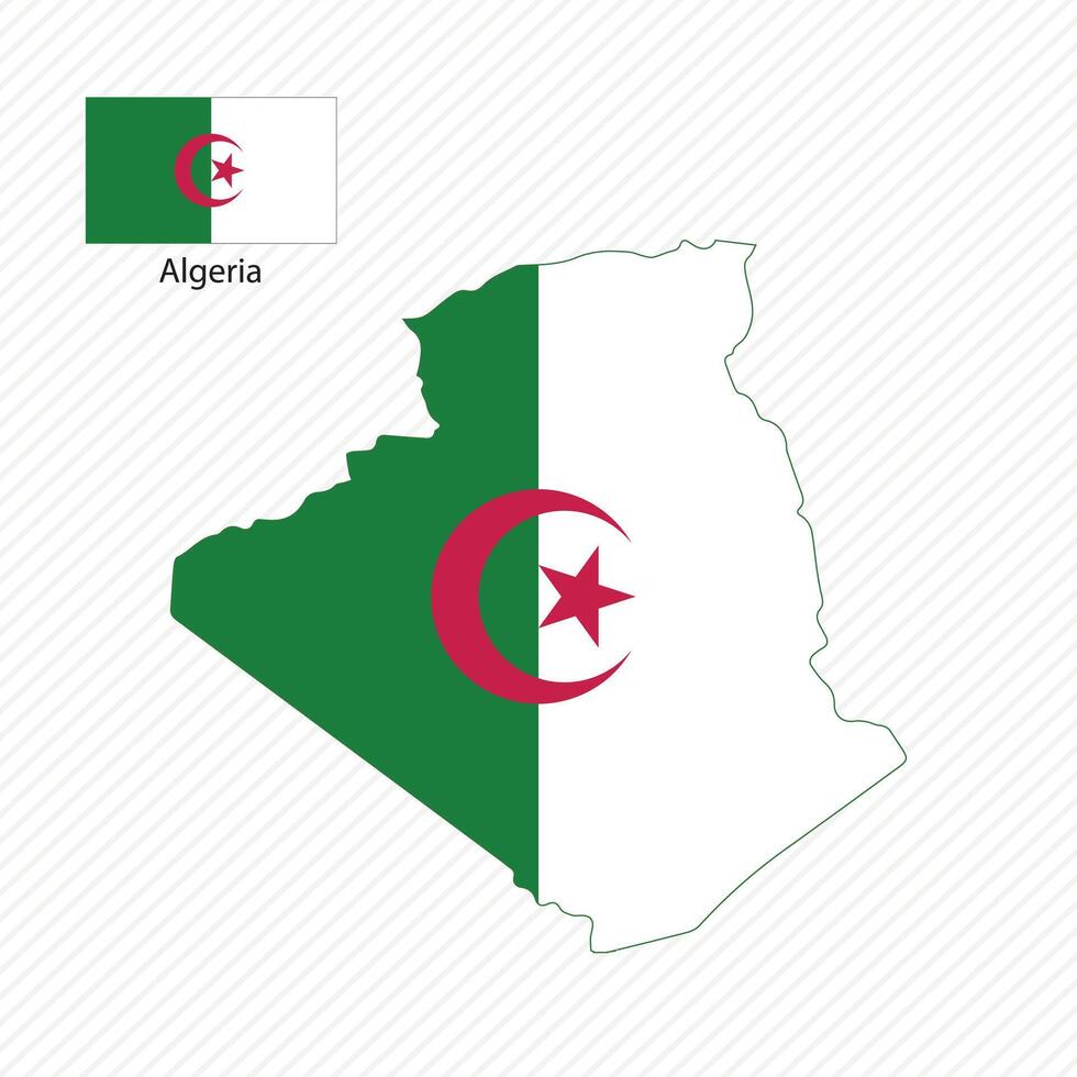 Vector illustration with algeria national flag with shape of algeria map