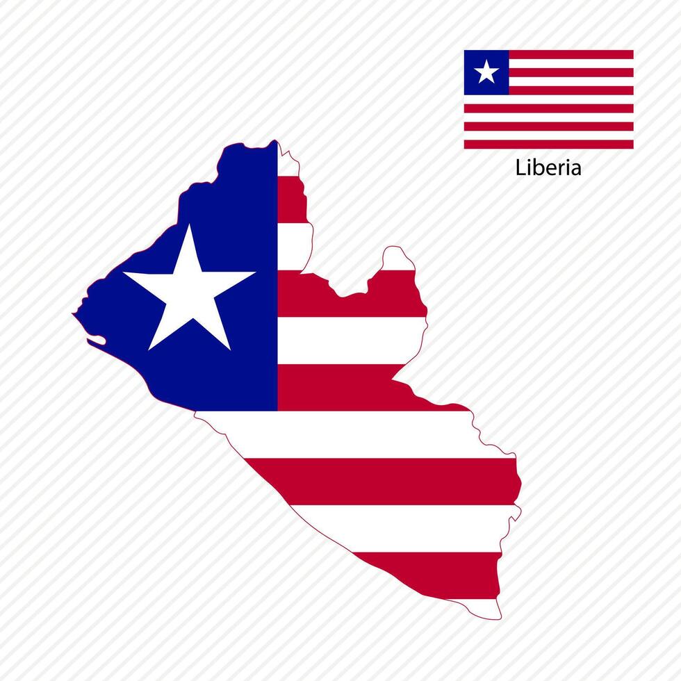 Vector illustration with  liberia national flag with shape of  liberia map