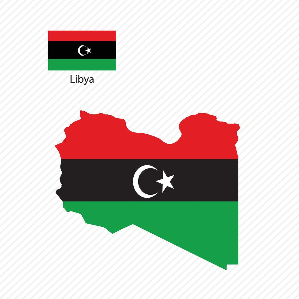 Vector illustration with libya national flag with shape of  libya map