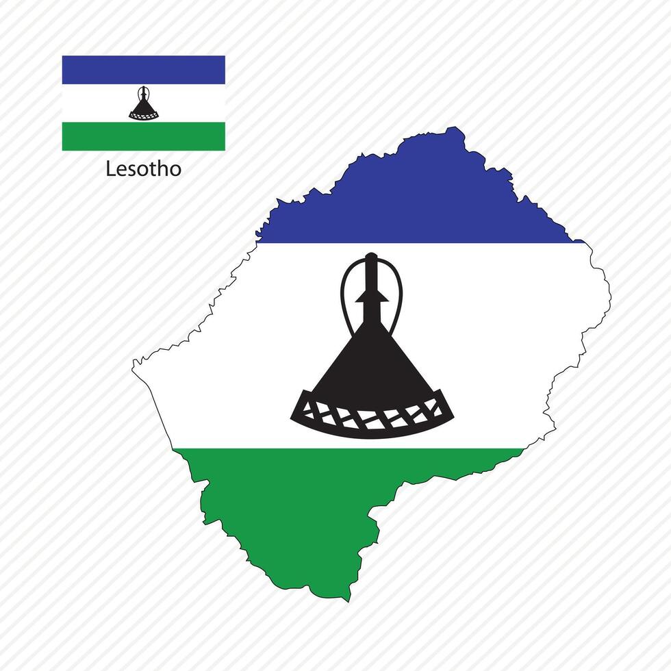 vector ilustración con Lesoto nacional bandera con forma de Lesoto mapa . volumen sombra en el mapa