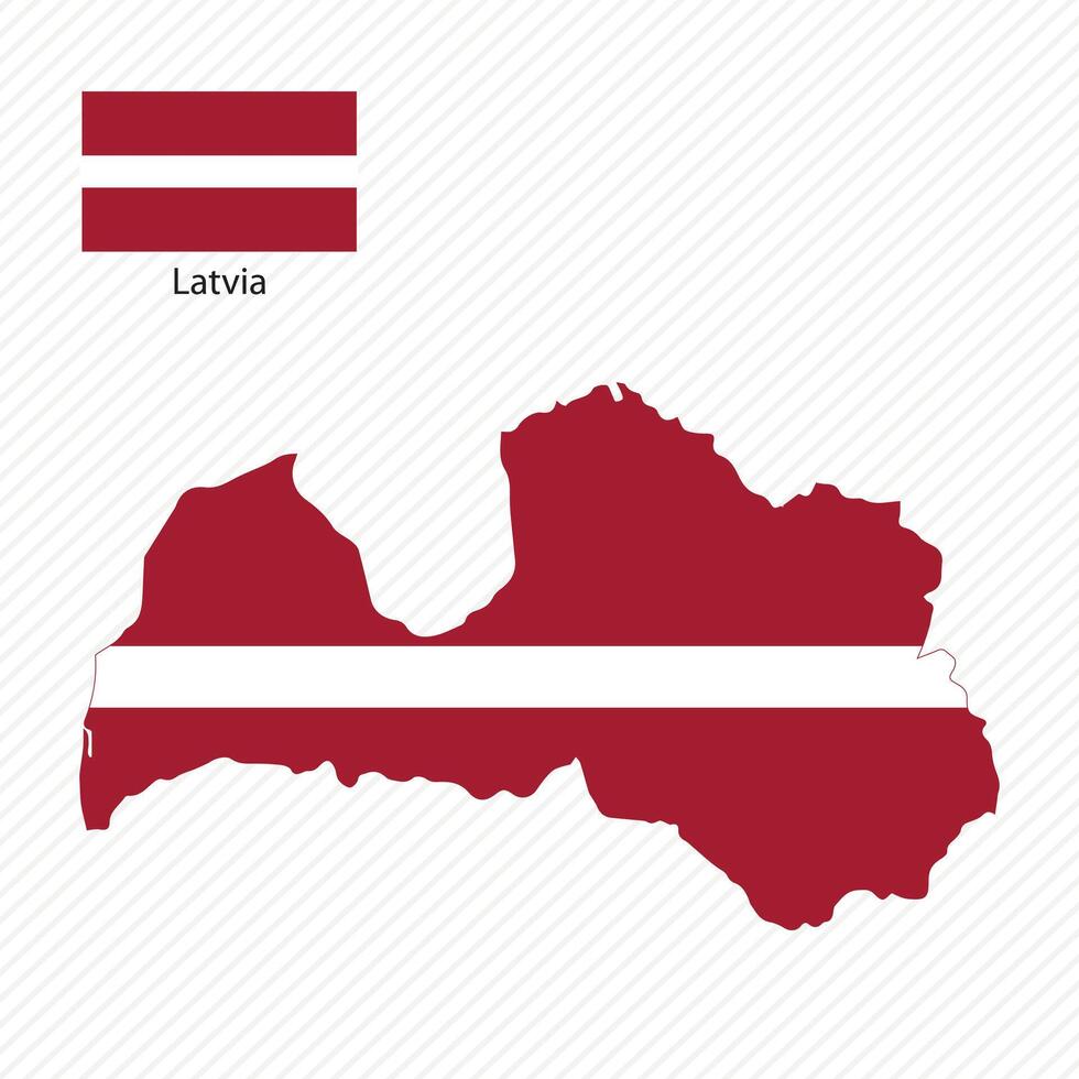 Vector illustration with latvia national flag with shape of latvia map