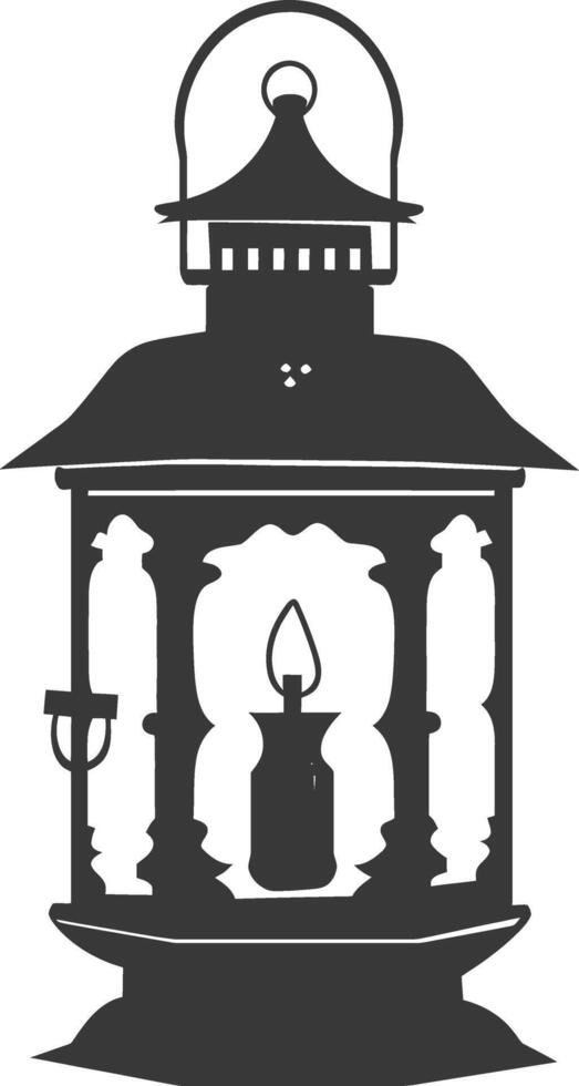 AI generated Silhouette old unique lantern black color only vector