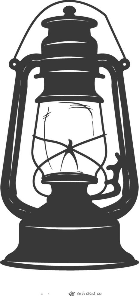 AI generated Silhouette old unique lantern black color only vector