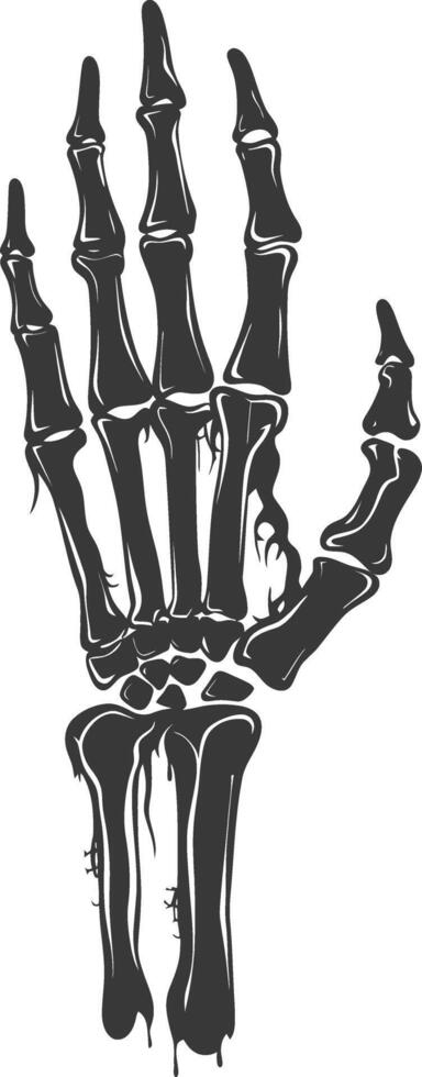 AI generated Silhouette rock and roll skeleton hand black color only vector