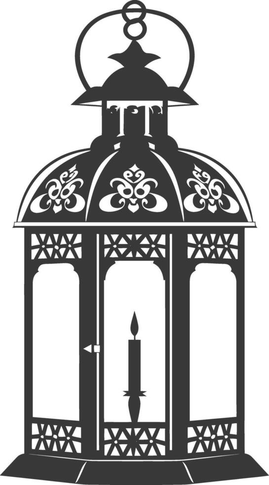 AI generated Silhouette old unique lantern black color only vector