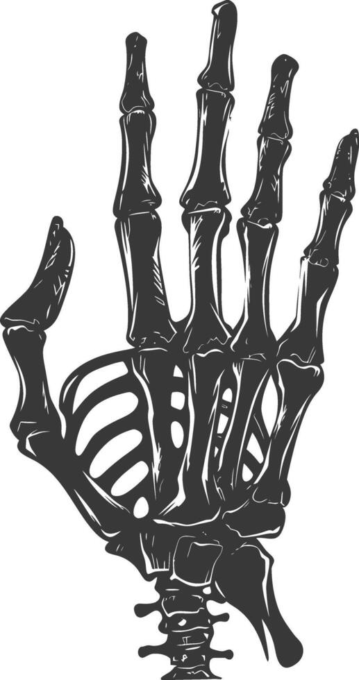 AI generated Silhouette rock and roll skeleton hand black color only vector