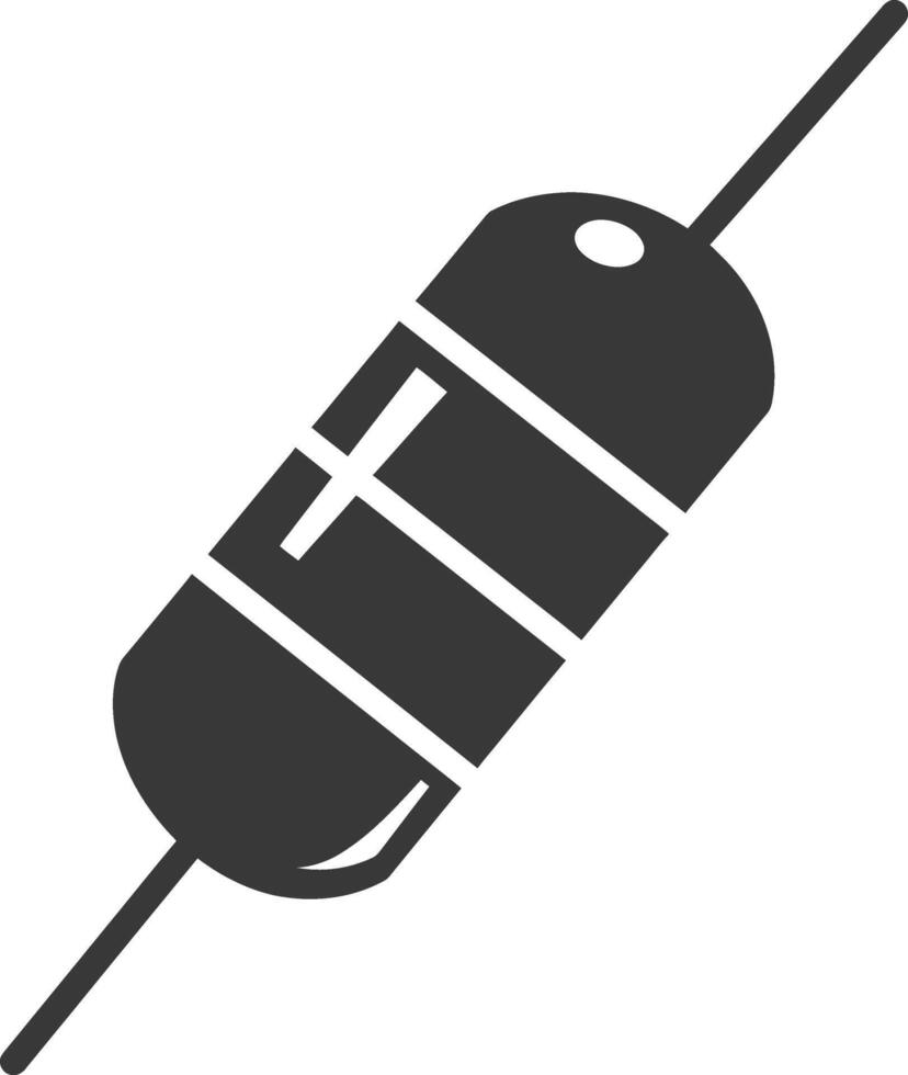 AI generated Silhouette resistor single electronic component black color only vector