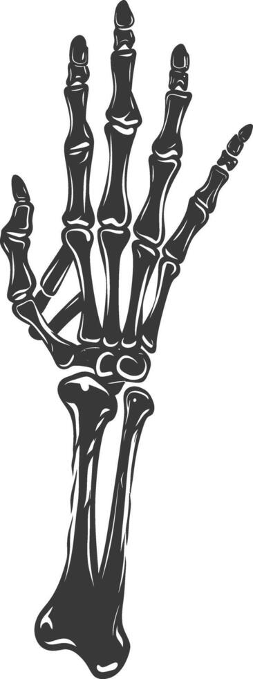 AI generated Silhouette rock and roll skeleton hand black color only vector