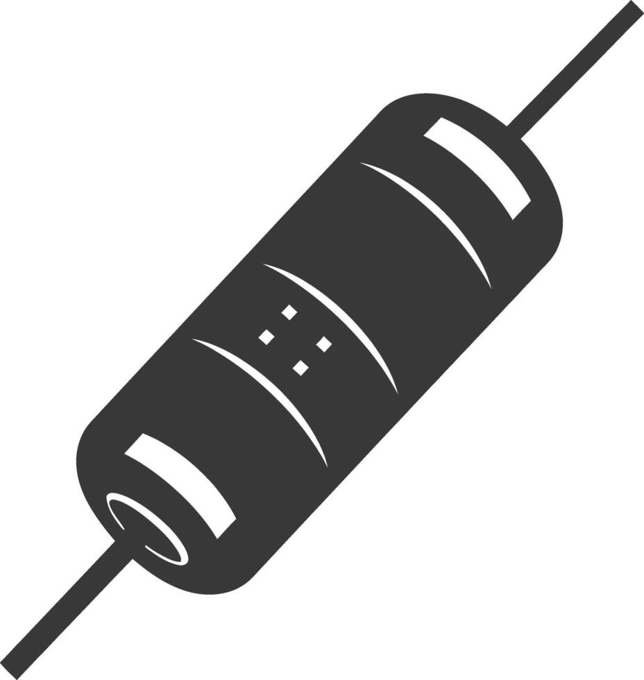 AI generated Silhouette resistor single electronic component black color only vector