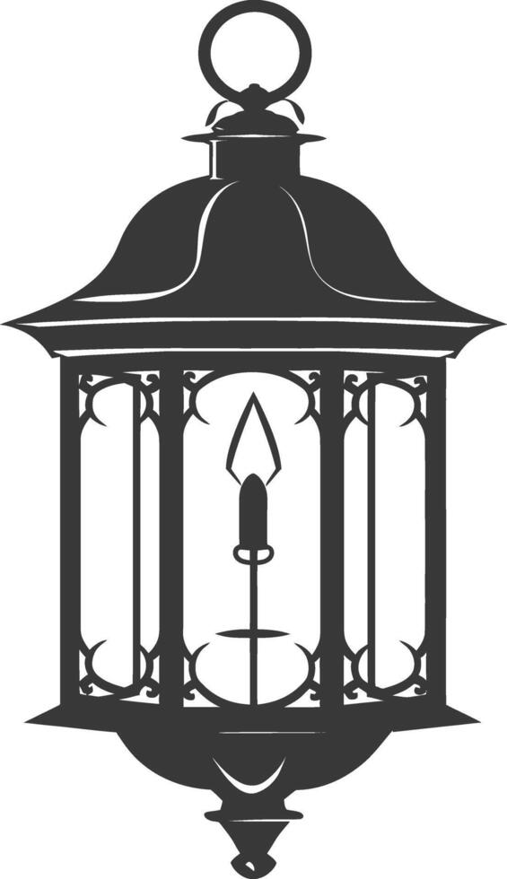 AI generated Silhouette old unique lantern black color only vector