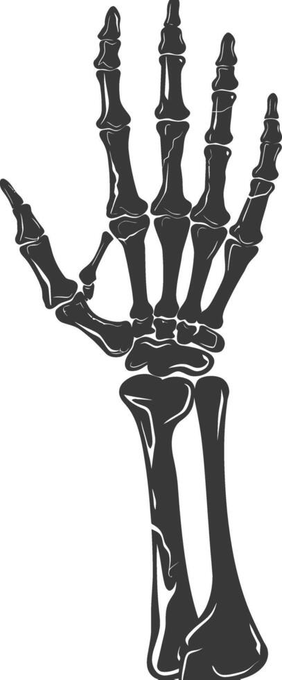 AI generated Silhouette rock and roll skeleton hand black color only vector