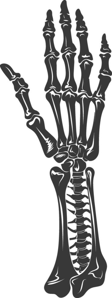 AI generated Silhouette rock and roll skeleton hand black color only vector