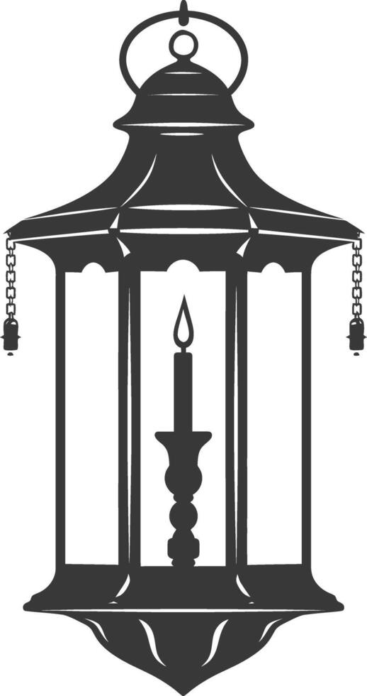 AI generated Silhouette old unique lantern black color only vector