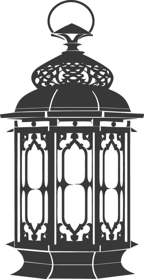 AI generated Silhouette old unique lantern black color only vector