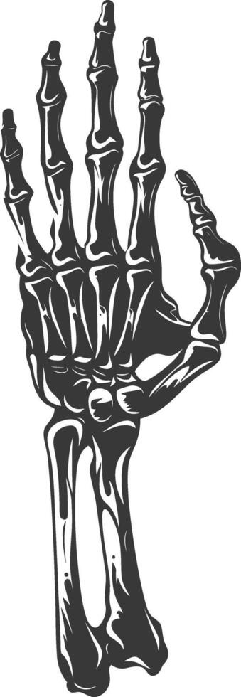 AI generated Silhouette rock and roll skeleton hand black color only vector