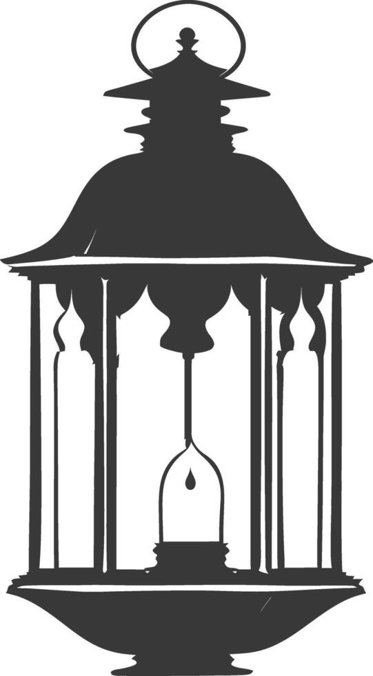 AI generated Silhouette old unique lantern black color only vector