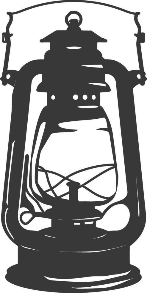AI generated Silhouette old unique lantern black color only vector