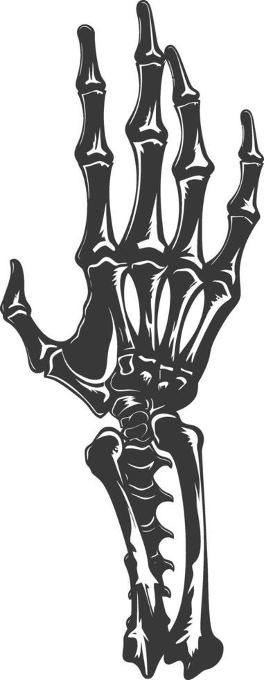 AI generated Silhouette rock and roll skeleton hand black color only vector