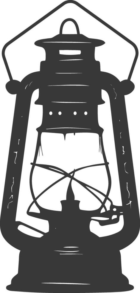 AI generated Silhouette old unique lantern black color only vector