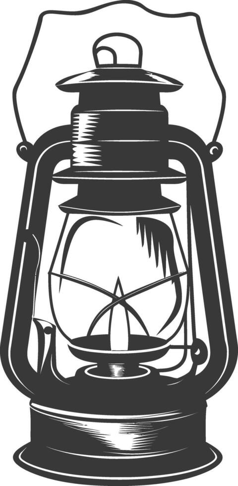 AI generated Silhouette old unique lantern black color only vector