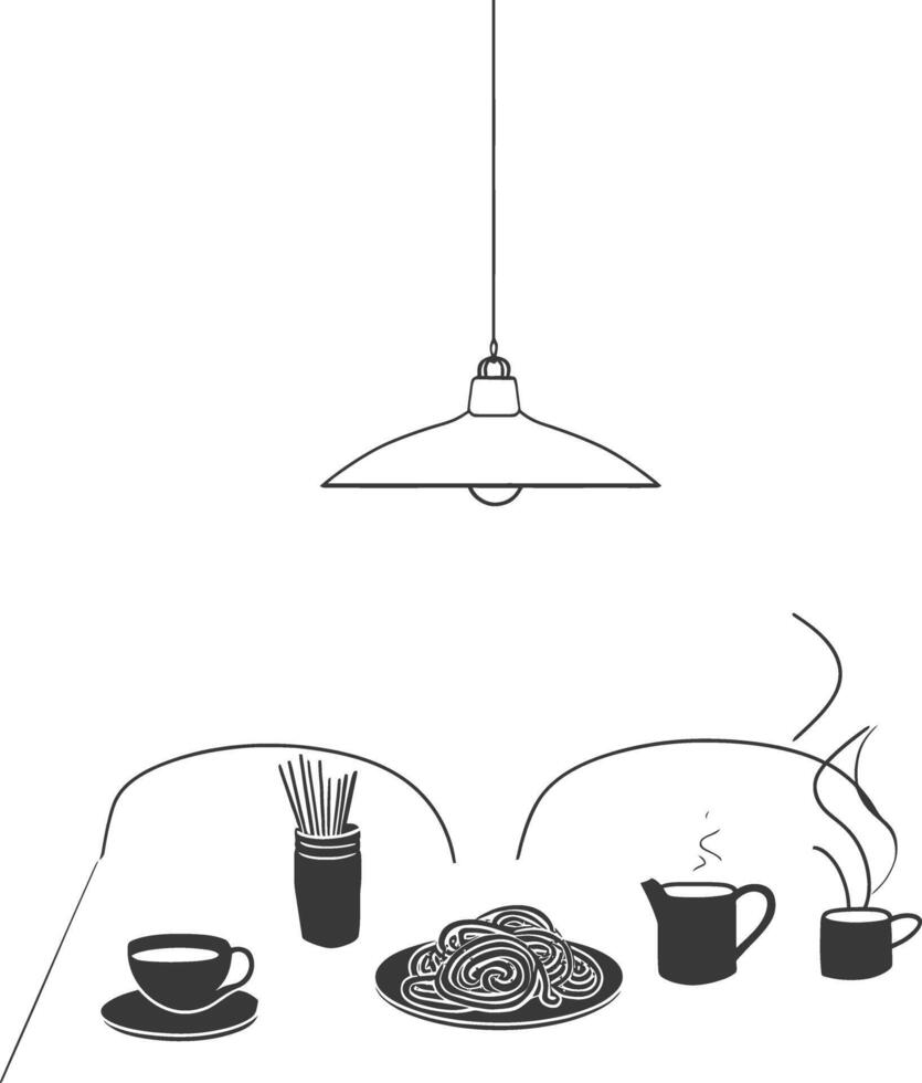 ai generado desayuno menú Listo a comer sencillo contorno ilustración minimalista línea Arte vector