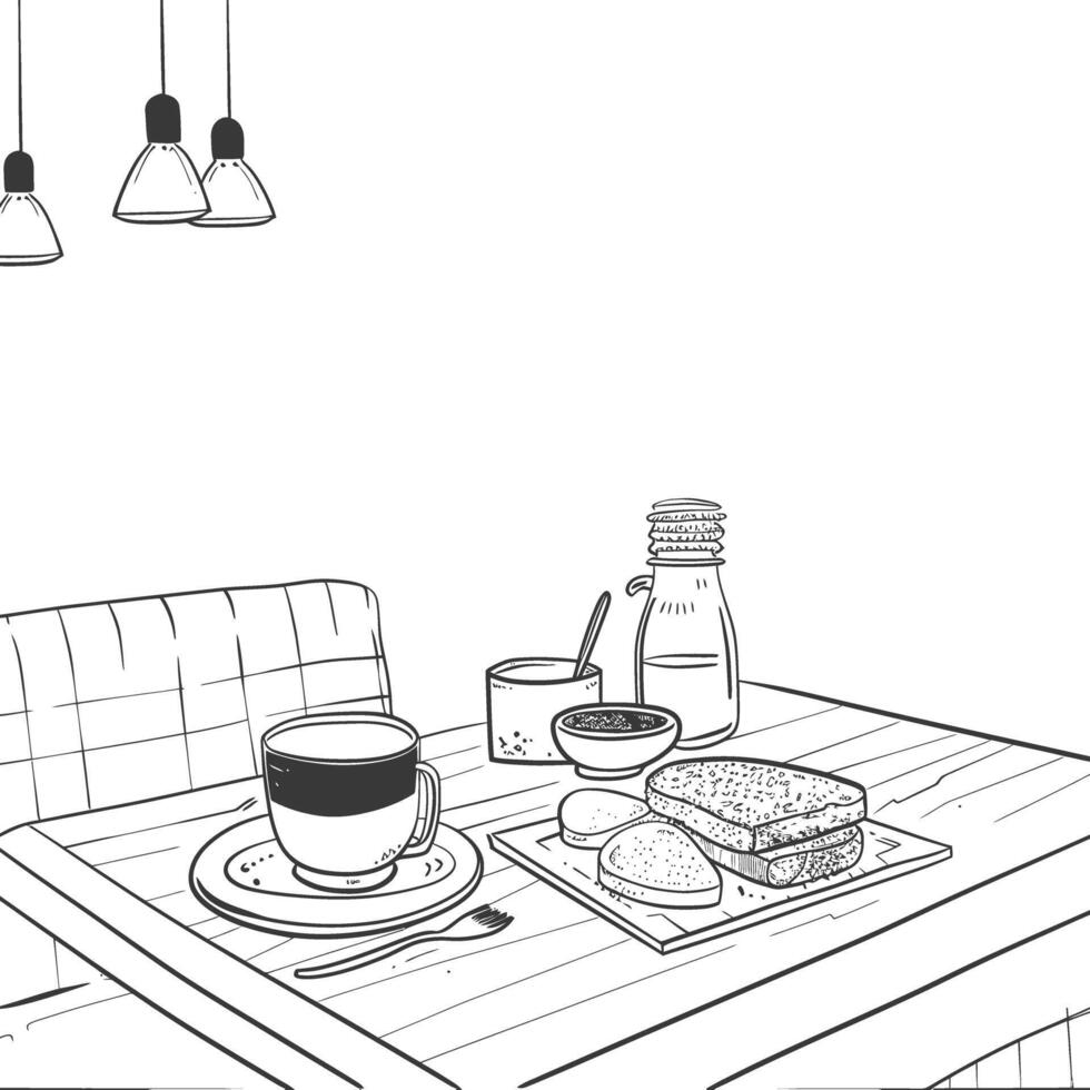 ai generado desayuno menú Listo a comer sencillo contorno ilustración minimalista línea Arte vector